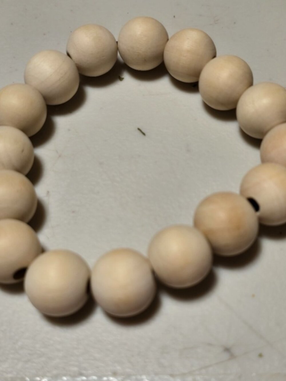 Large Round Natural Wood Beaded Stretchy Bracelet Handmade